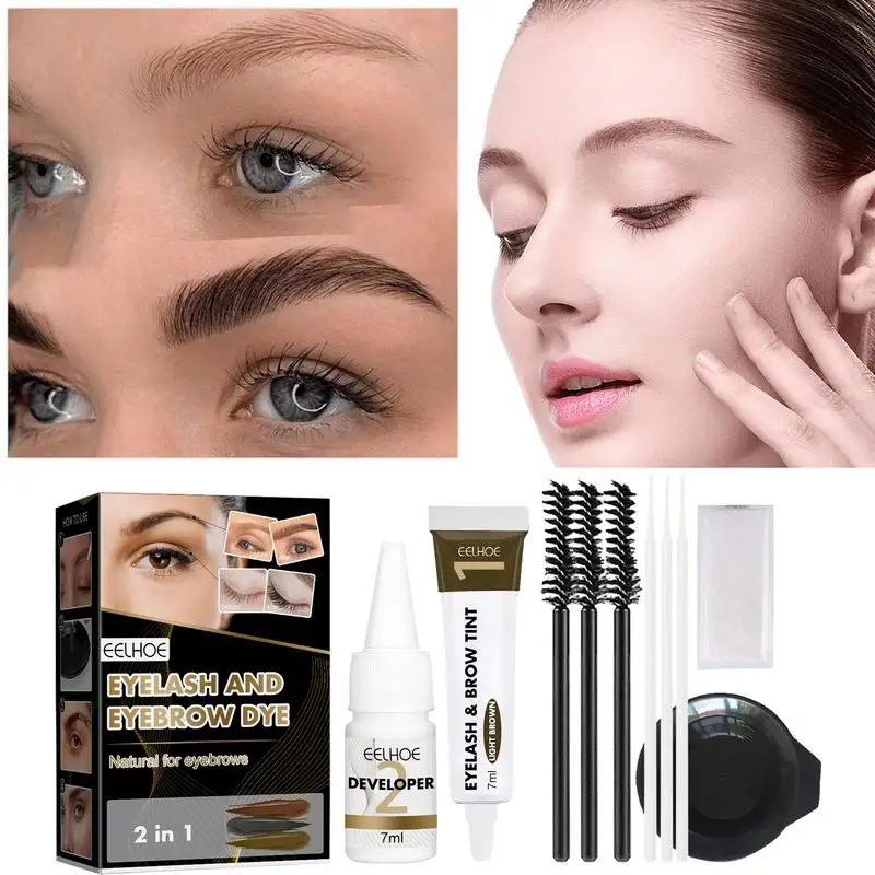 

Eyebrow Tinting Kit Semi-Permanent Eyelash & Eyebrow 2 In 1 Color Kit Long Lasting Lash & Brow Color Kit For Salon & Home Use