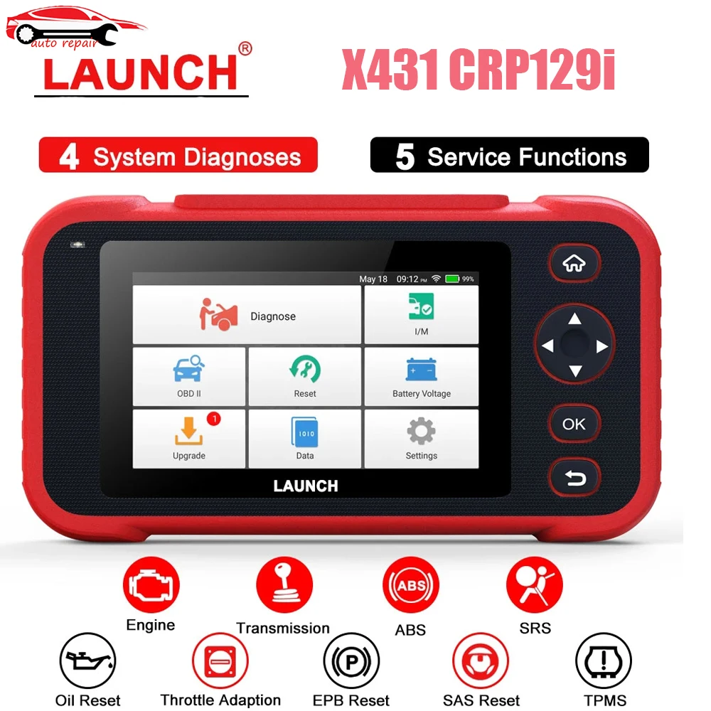 Автомобильный сканер LAUNCH X431 CRP129i OBD2, 4 системы, SAS SRS EPB, полный прибор для сброса масла с функцией OBDII, профессиональный диагностический инструмент OBD2