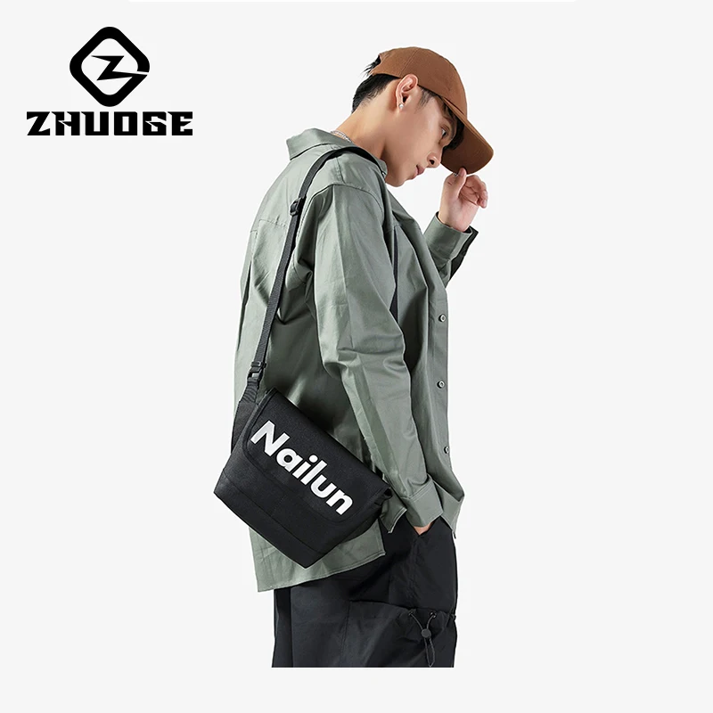 ZHUOGE Men Waterproof Oxford Crossbody Bag Fashion Shoulder Sling Bag Multifunction Short Travel Messenger Chest Pack For Male