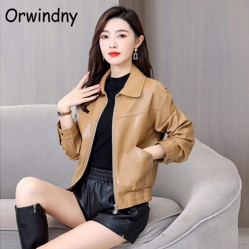 Весенние женские куртки элегантное модное кожаное пальто замшевая однотонная