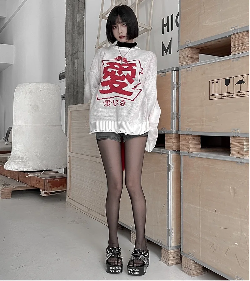 Женский свитер с круглым вырезом свободный трикотажный пуловер в стиле