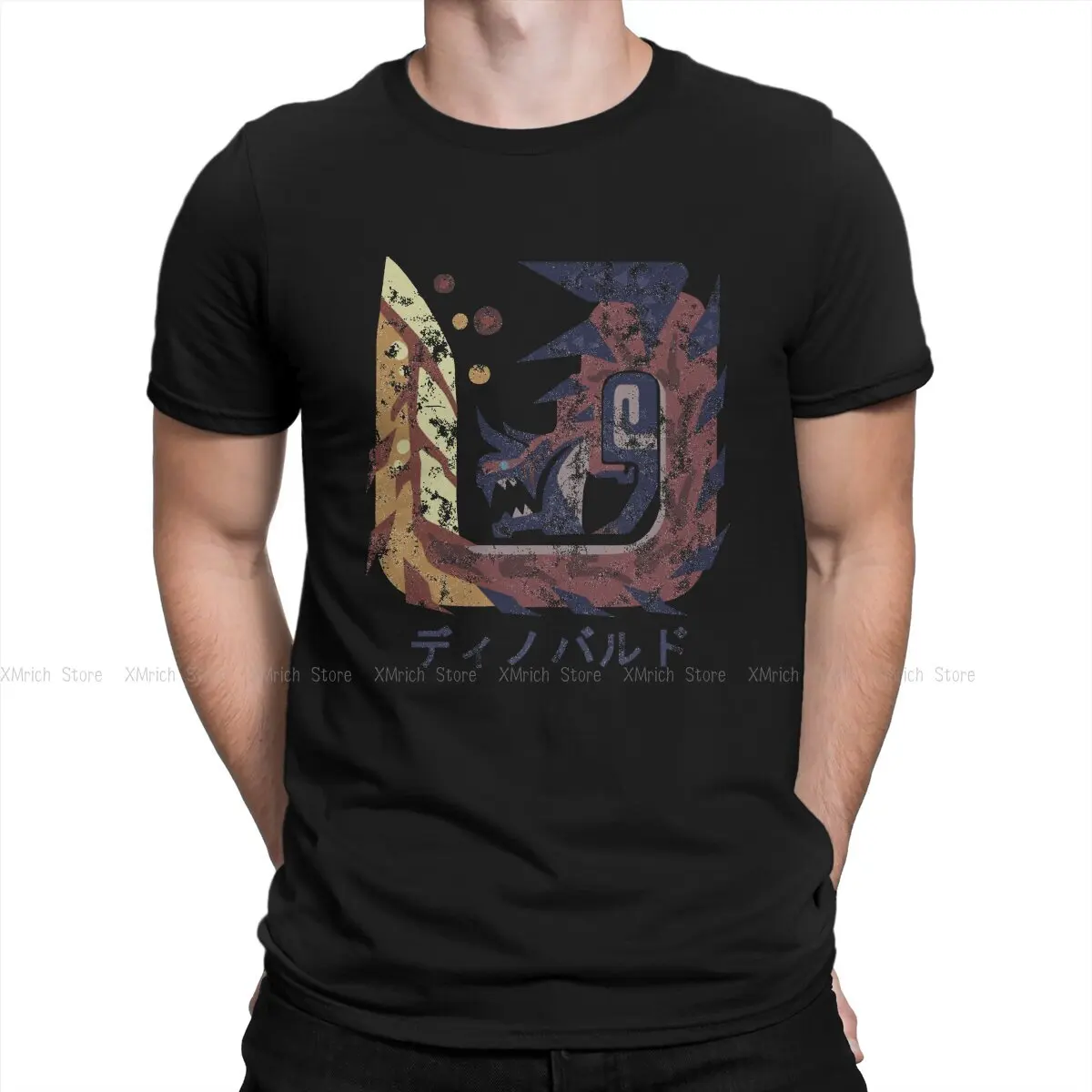 

Iceborne Glavenus Kanji Icon Men T Shirt Monster Hunter Game Vintage Tee Shirt Short Sleeve Round Collar Cotton Summer Tops