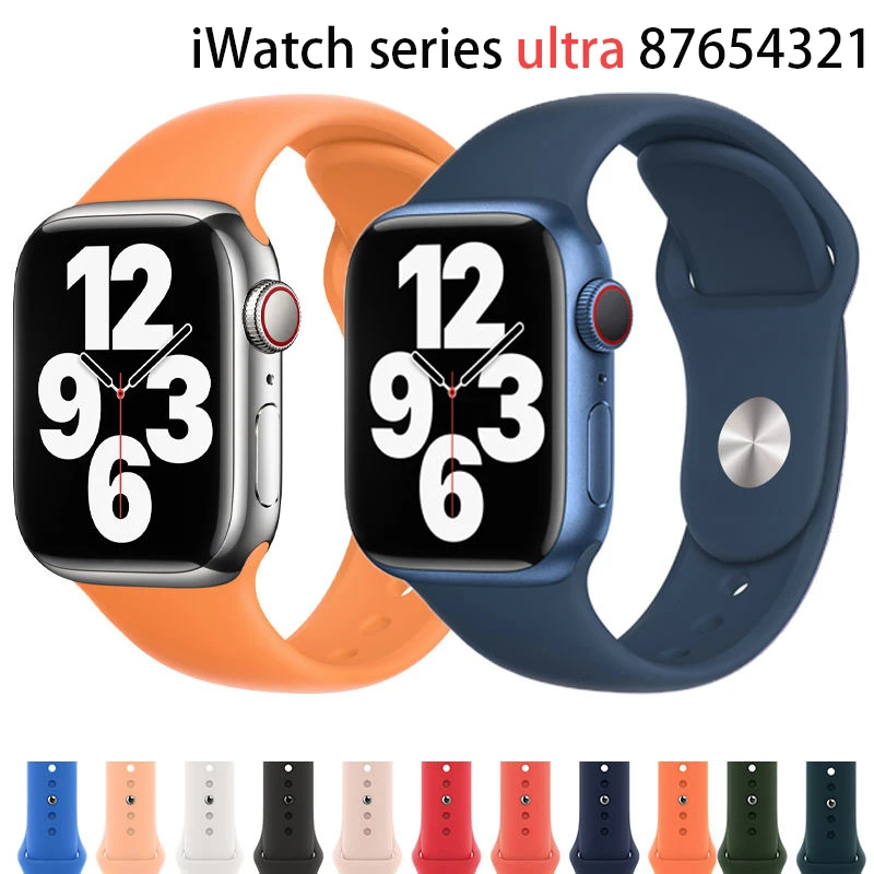 

Silicone Strap For Apple watch Band 44mm 40mm 45mm 41mm 49mm 38mm 42mm 44 45 mm bracelet iwatch series 6 5 4 se 7 8 ultra 3 band