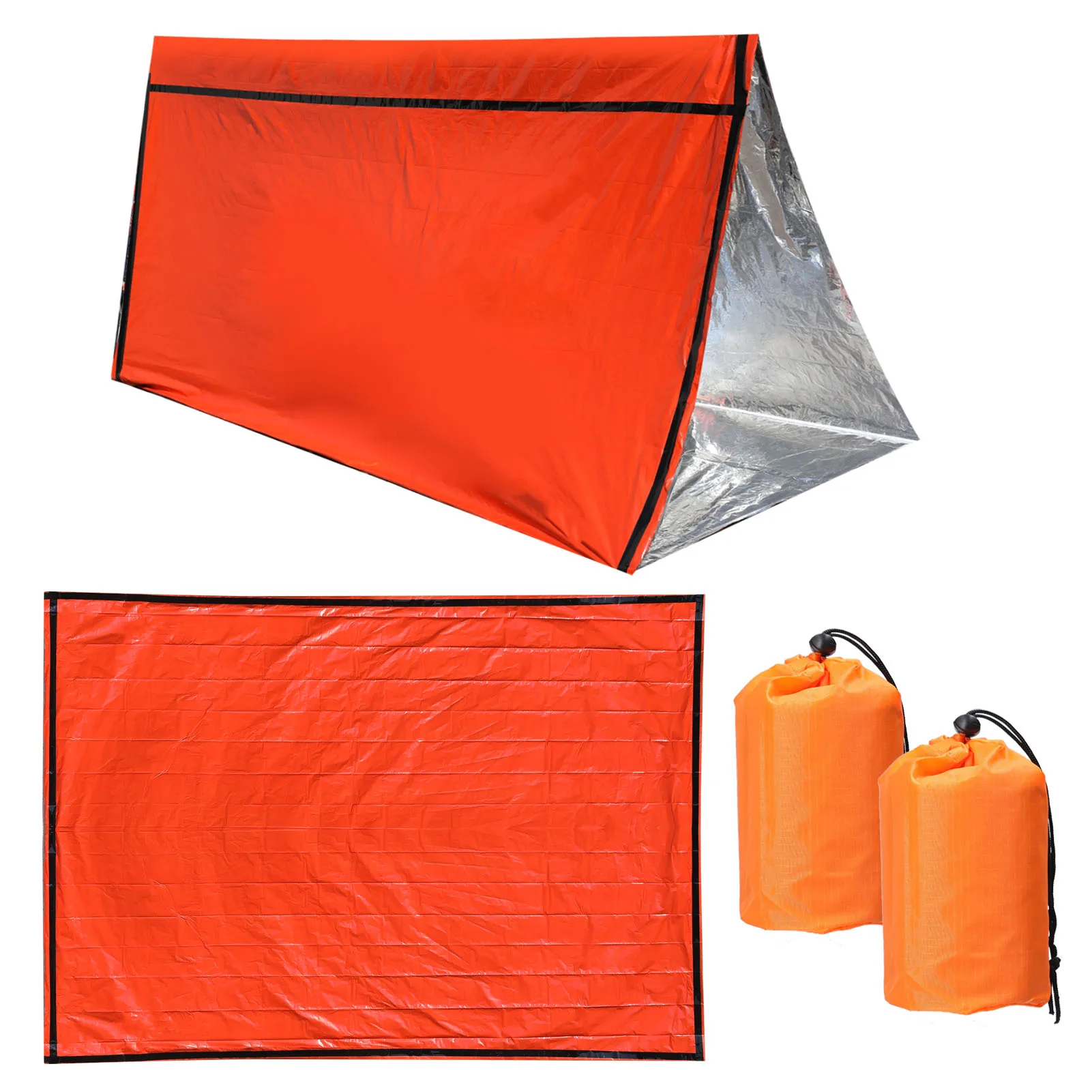 

2Pack Camping Emergency Sleeping Bag Waterproof PE Survival Sleeping Bag Lightweight Thermal Bivy Sack Portable Blanket