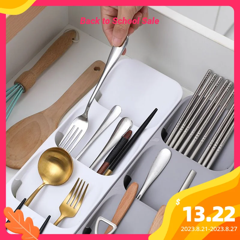 

Kitchen Cutlery Storage Box Plastic Tray Utensils Drawer Organizer Knife Holder Tableware Box Knife Fork Spoon Divider Container