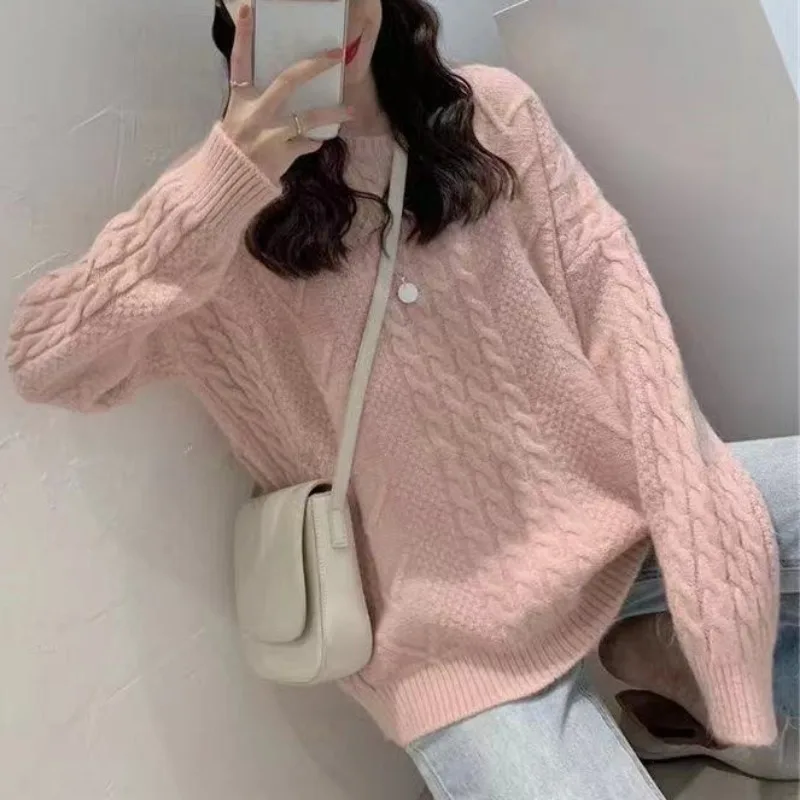 

Blusas Autumn Knit Sweater Pullover Fashion Korean Long Sleeve Sweaters Women Casual Jumper Sweater Solid Pullover 28196