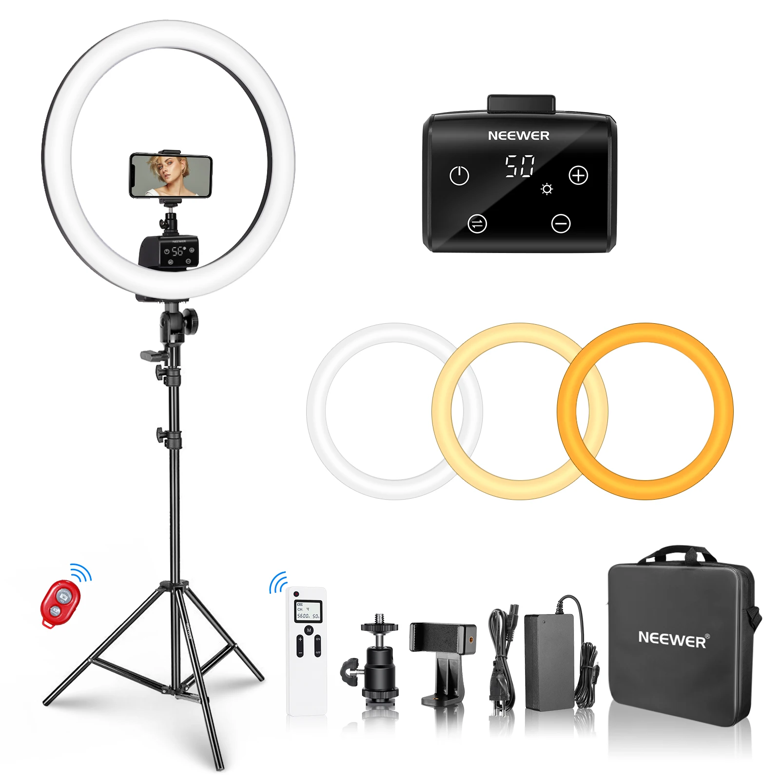 

Neewer Advanced 18-inch LED Ring Light Support Manual Touch Control with LCD Screen, 2.4G Remote and Multiple Lights Control