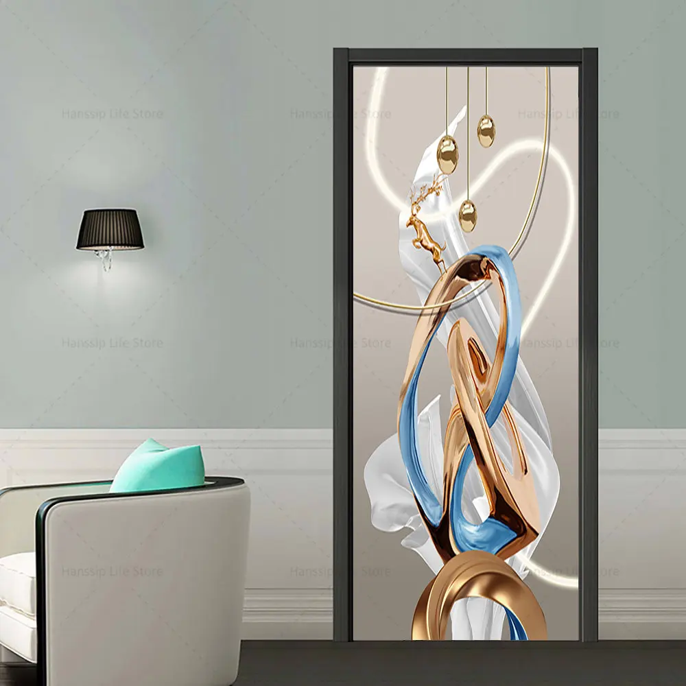 Стильная дверная наклейка виниловая Водонепроницаемая самоклеящаяся из ПВХ