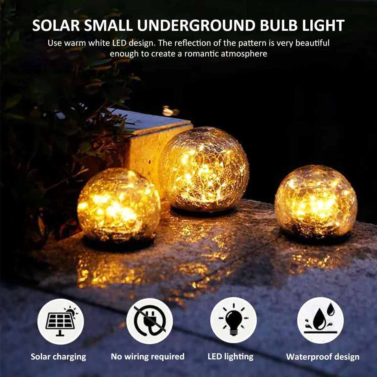

Glass Ball Solar Lights Garden Decor Ground Lights Waterproof Outdoor Solar Disk Lights for Pathway Yard Walkway Patio Lawn Path