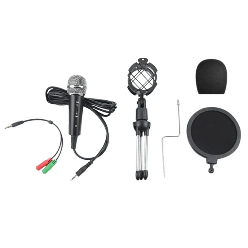 

Professional Condenser Microphone Mini Portable Recording Microphone Set,for Voice Recording with Stand USB Cable
