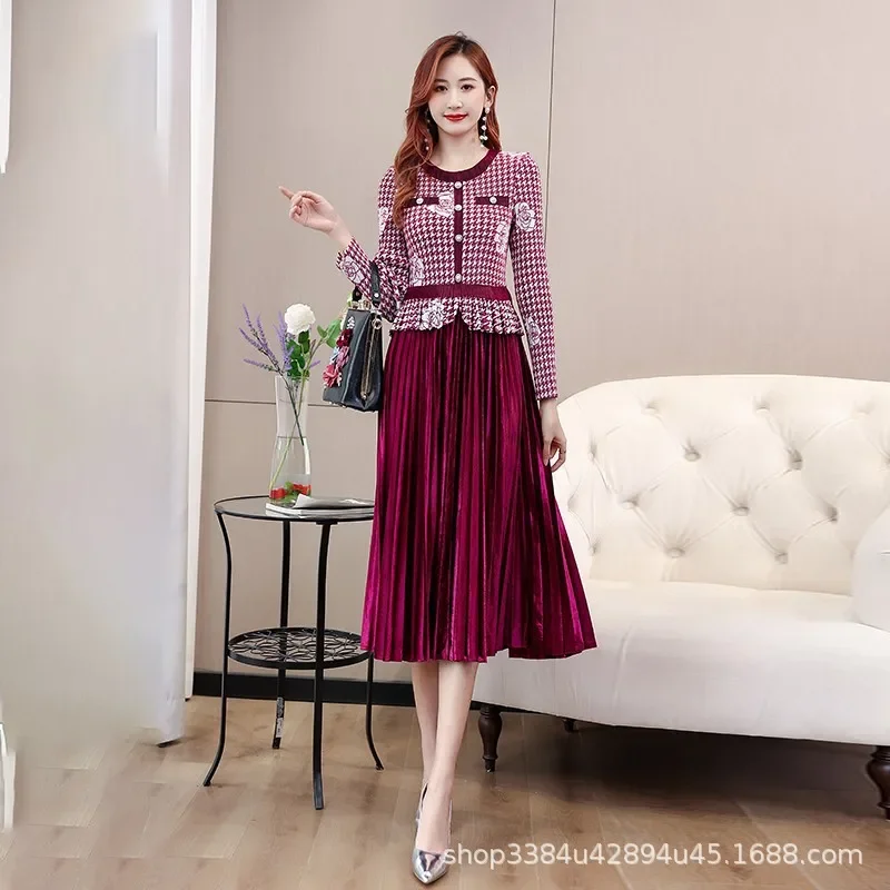 Платье-пуловер с длинными рукавами повседневное платье в стиле пэчворк и