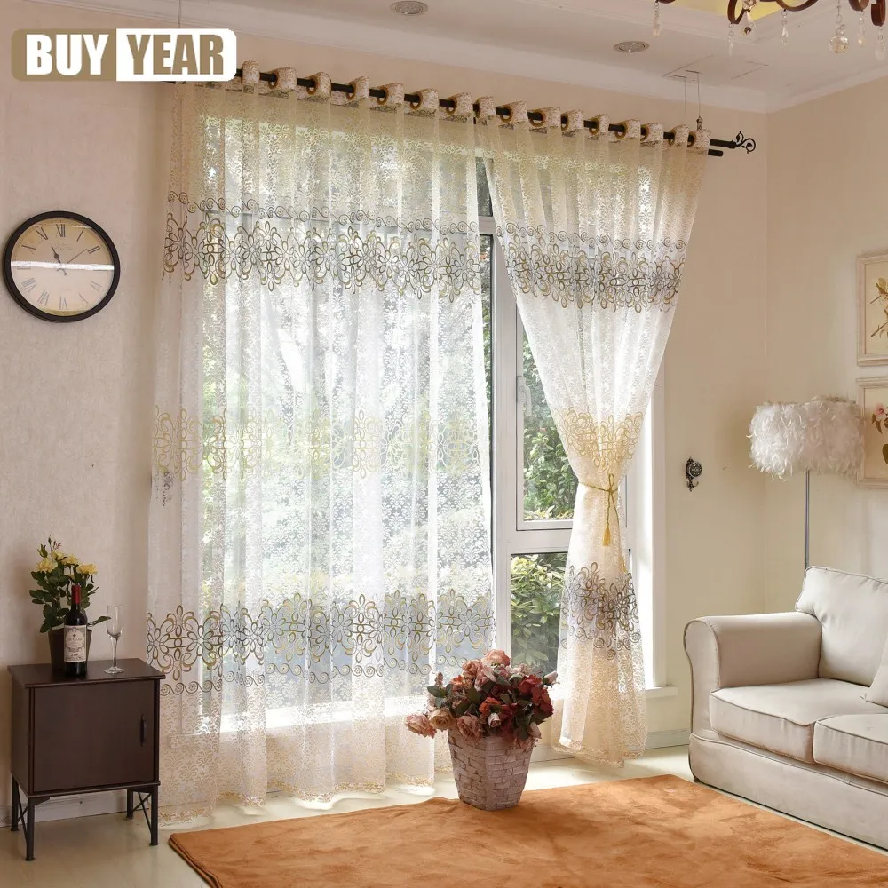 Золотистые однотонные современные прозрачные шторы для гостиной спальни