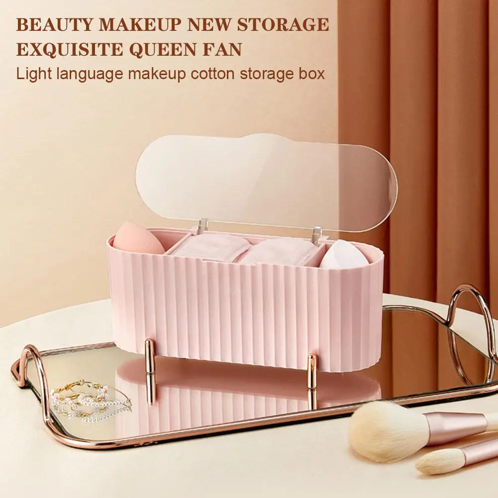 

Desktop Cosmetics Storage Box Dust-proof Makeup Organizer For Cotton Pads Swabs Beauty Egg Holder Bathroom Jewelry Organize R1Q7