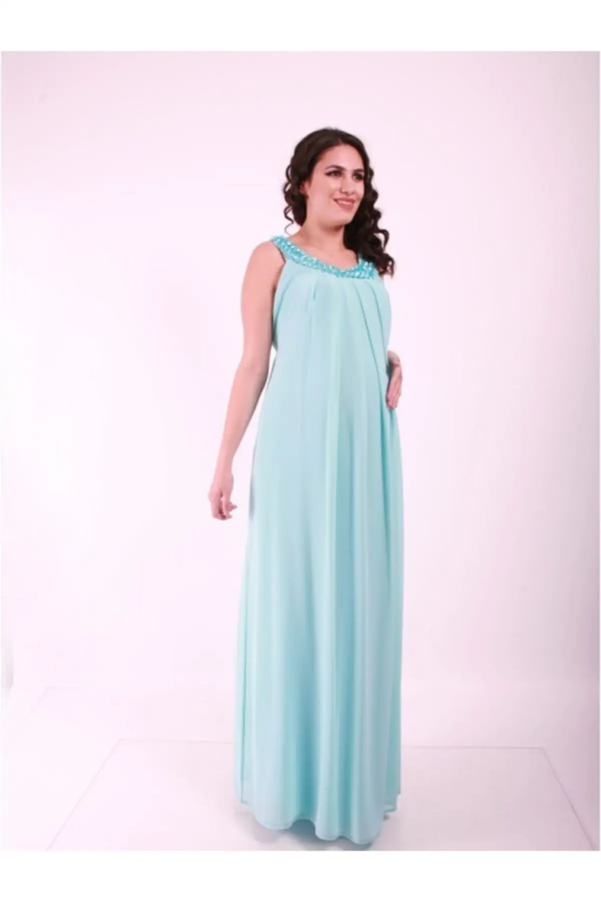 

Maternity Fashion Maternity Collar Beading Chiffon Dress