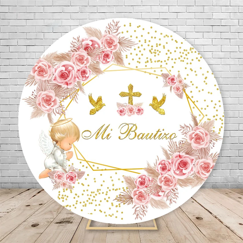 Мой первый Причастие круглый фон крышка голубь святой грейл детский душ Mi Bautizo