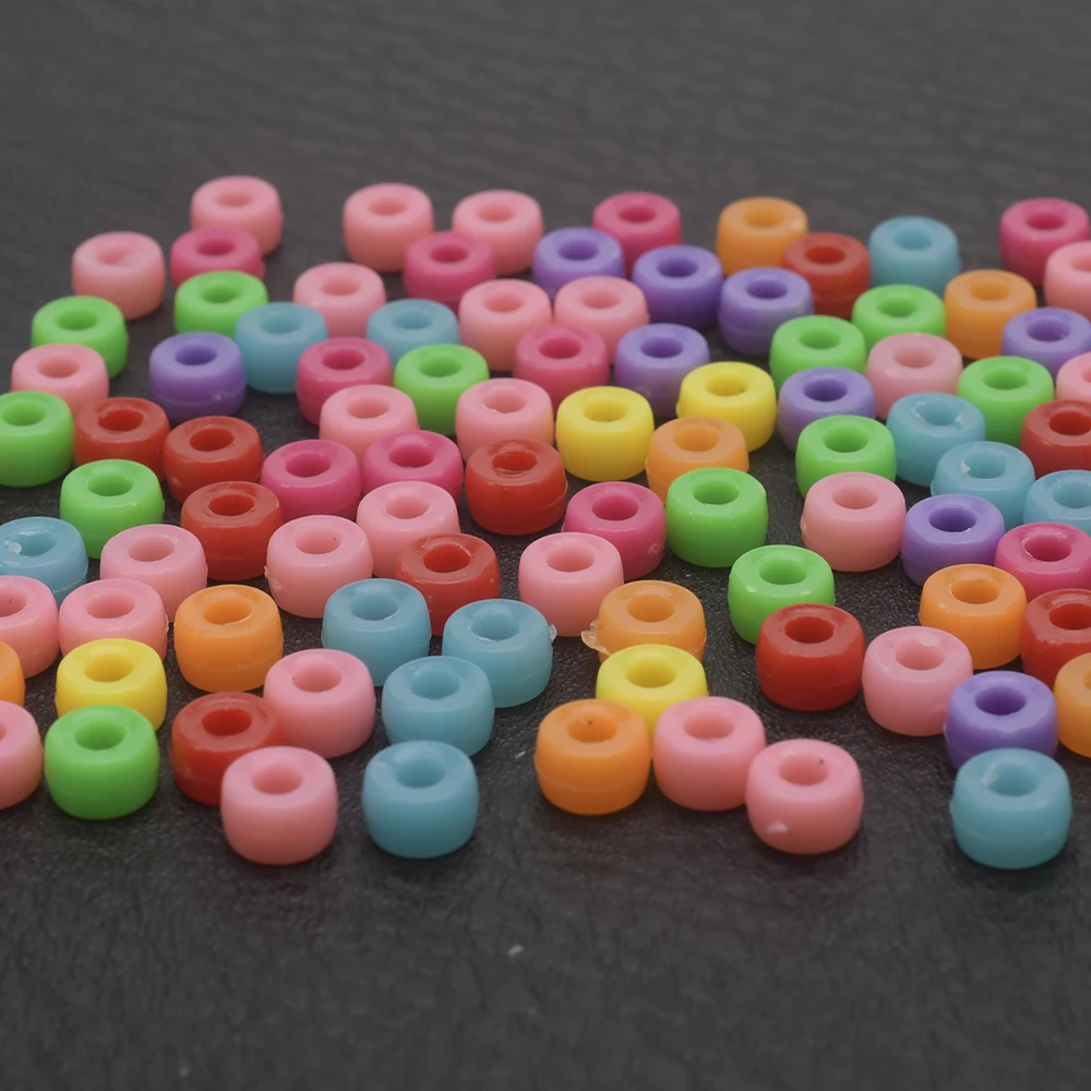 

200Pcs Plastic Acrylic Cylinder Beads DIY Accessories Necklace Bracelet Loose Beads Large Hole Spacer Beads For Jewelry Making