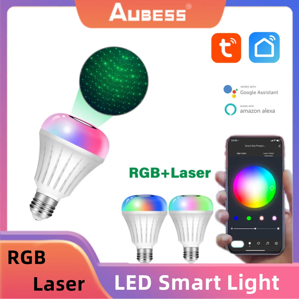 

E27 WiFi Smart Light Bulb RGB Dimmable Led Smart Lamp APP Remote Control Support Tuya Smart Life LED Light Bulbs For Aubess