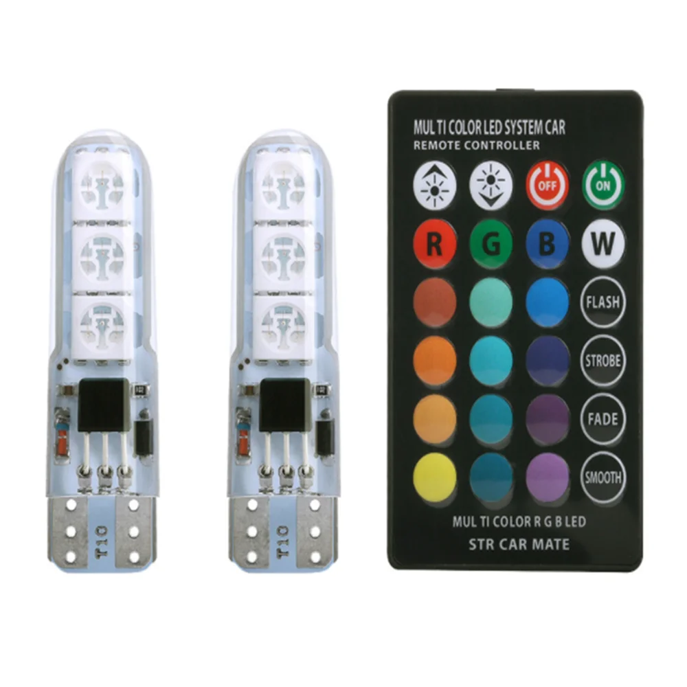 100 компл. Canbus T10 RGB светильник 6 SMD 194 W5W цветной светодиодный Лампа для салона