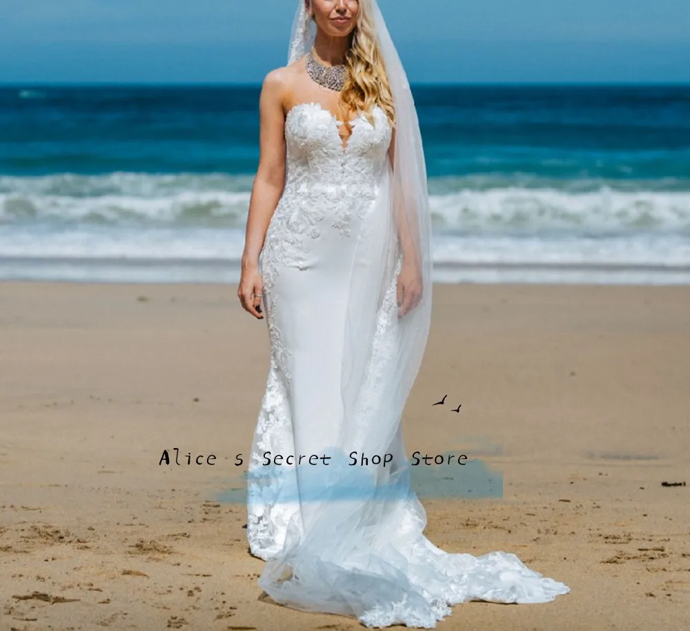 

Elegance Sexy Mermaid Wedding Dress Sweetheart Sleeveless Floor Length Bridal Gown Court Train Bride Dresses2023