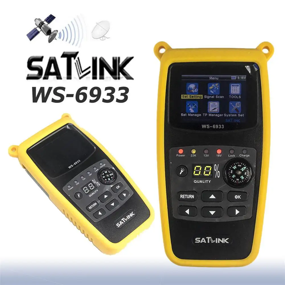 Satellite Finder Satlink Ws-6933 Digital Satfinder Dvb-s2 2.1-inch Lcd Screen Display Sat Meter Detector