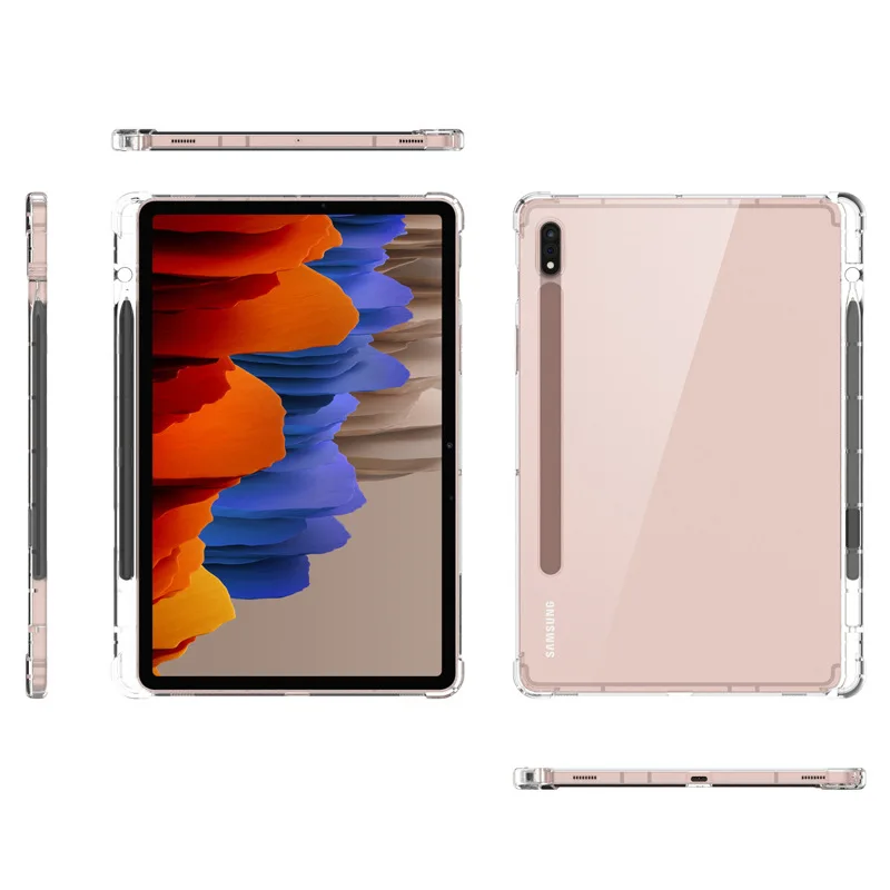 Фото Силиконовый чехол из ТПУ для Samsung Galaxy Tab S7FE A7 Lite S6 A8, противоударный чехол с подставкой для планшета T730 T735 S7 + T970 T975, 2022 №3