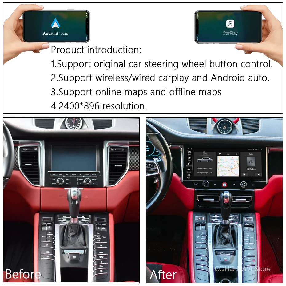 Фото 12,3-дюймовая автомагнитола Android 15 для Porsche Macan 2014-2017, GPS-навигация, Carplay, 4G WiFi, мультимедийный видеоплеер №4
