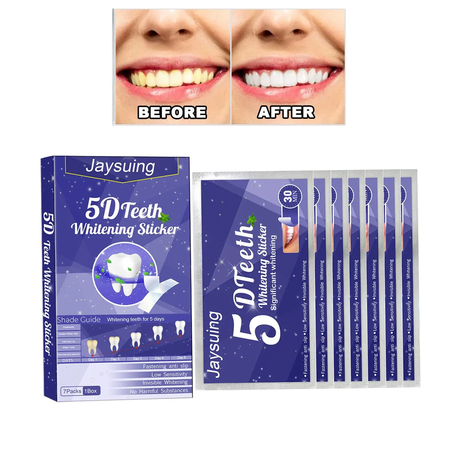 

Professional Teeth Strips Teeth Sticker Mild Brightening Anti Sensitive Protecting Teeth for Remove Coffee Wine Stains