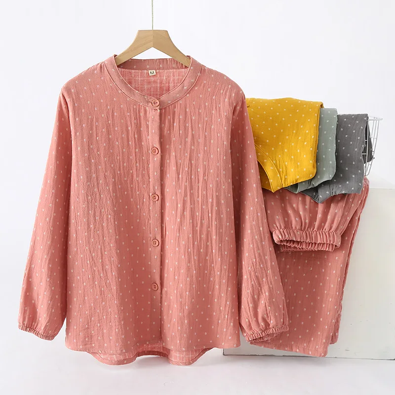 

Japan Style Pajamas Couples Pijama Sets 2023 Autumn New Pure Cotton Sleepwear Suit 2 Piece Set Casual Night Clothes Sleep Wear