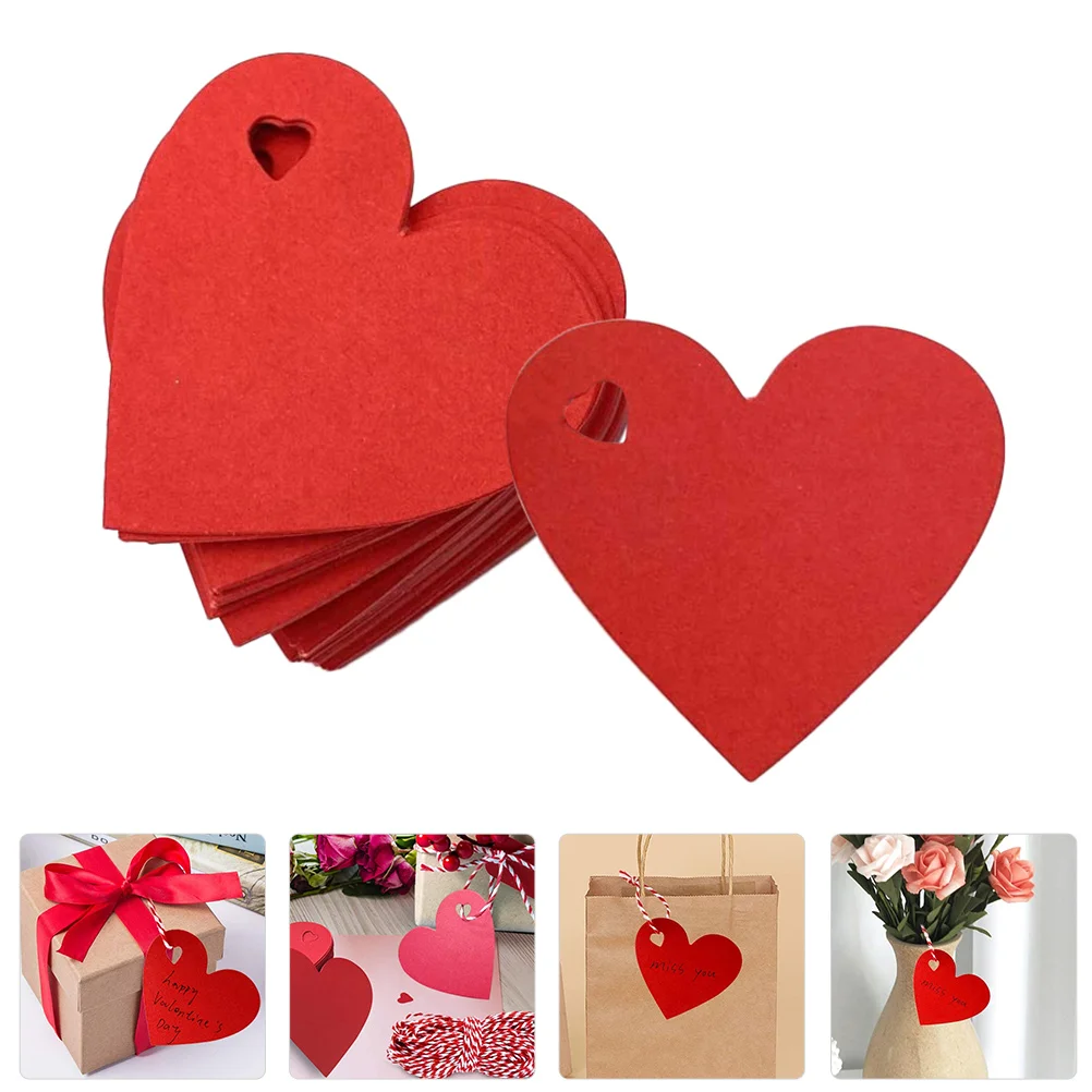 

Tags Heart Gift Paper Day Wedding S Valentine Tag Red Name Ornaments Label Hanging Favor Kraft Shaped Blank Wrap Wrapping Diy