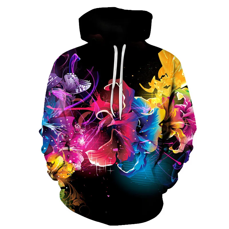 

3D Tokyo Hoodie 2021 Men and Women Spring High Quality Spring Hot Sale 3D Printing Rose Flower Hip Hop Long Sleeve Streetwear
