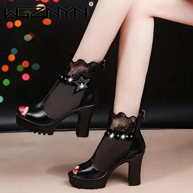 

Fashion New Exquisite Ladies Zipper Shoes Women Sandals Womens Heel High Chaussure Femme Leather Gladiator Sandals Zapatos Mujer