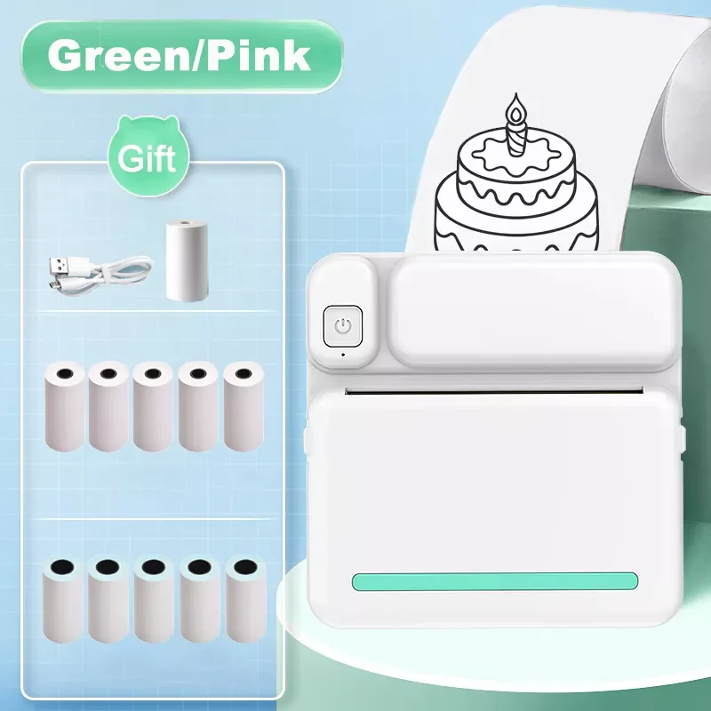 

Portable Thermal Printer Mini Pocket Photo Printing Machine Wireless BT Connection Compatible with Android iOS Label Printer