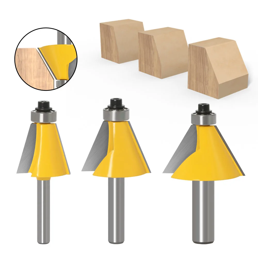 

1PC 1/4" 6MM 8MM 1/2" 12MM Shank Milling Cutter Wood Carving Chamfer Router Bit 15 Degree Bevel Edging Milling Cutter Woodorking