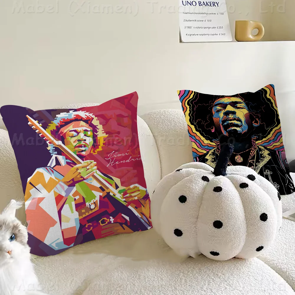 Jimi Hendrix Cushion Cover Car Throw Pillow Case For Sofa Christmas Gift 40x40cm 45x45cm