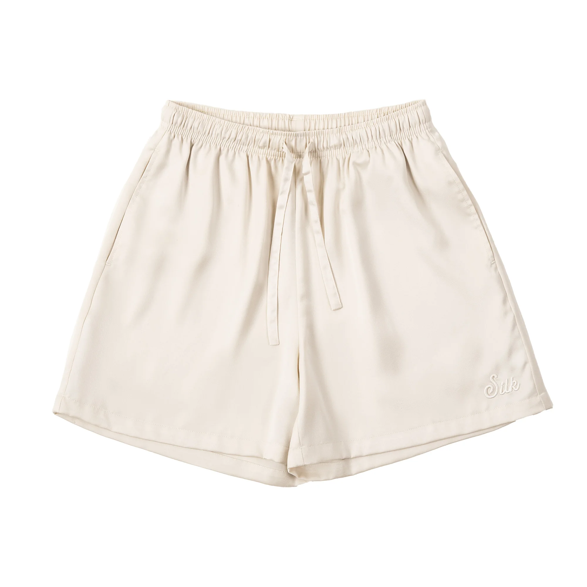 Maden Women's American Casual Sports Embroidery Shorts Summer Versatile Slim Silk High Waist Sports Wide Leg Pants