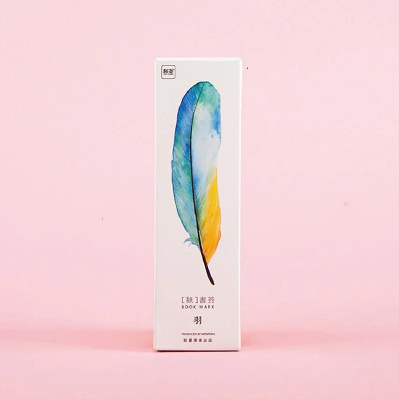 

30 шт./лот цветная бумага с перьями, закладка для канцелярских принадлежностей, держатель для книг, карточка для сообщений, рекламный подарок