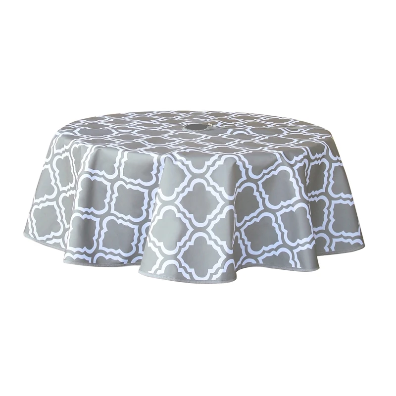 

59 Inch Outdoor Tablecloth Waterproof Spillproof Table Cover With Zipper Umbrella Hole For Patio Garden Tabletop Decor