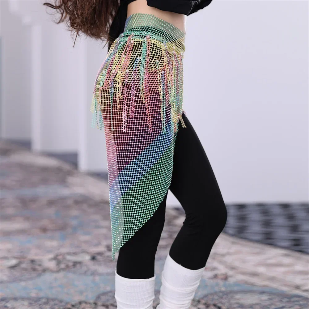 Элли Танцевальный треугольный сетчатый шарф с бриллиантами многослойный пояс