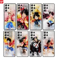 one piece oil painting for samsung galaxy s22 s21 s20 ultra plus pro s10 s9 s8 s7 5g soft silicone black phone case funda coque