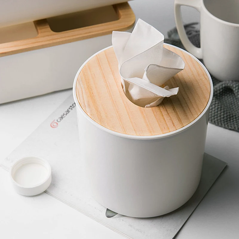 Портативный держатель для туалетной бумаги с деревянным покрытием круглая