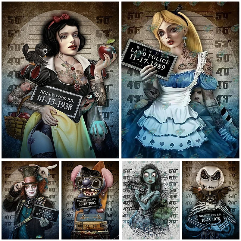 

Алмазная живопись, страшные принцессы, персонажи Диснея, полностью круглые алмазные стразы, вышивка крестиком, мозаика, домашний декор на Х...