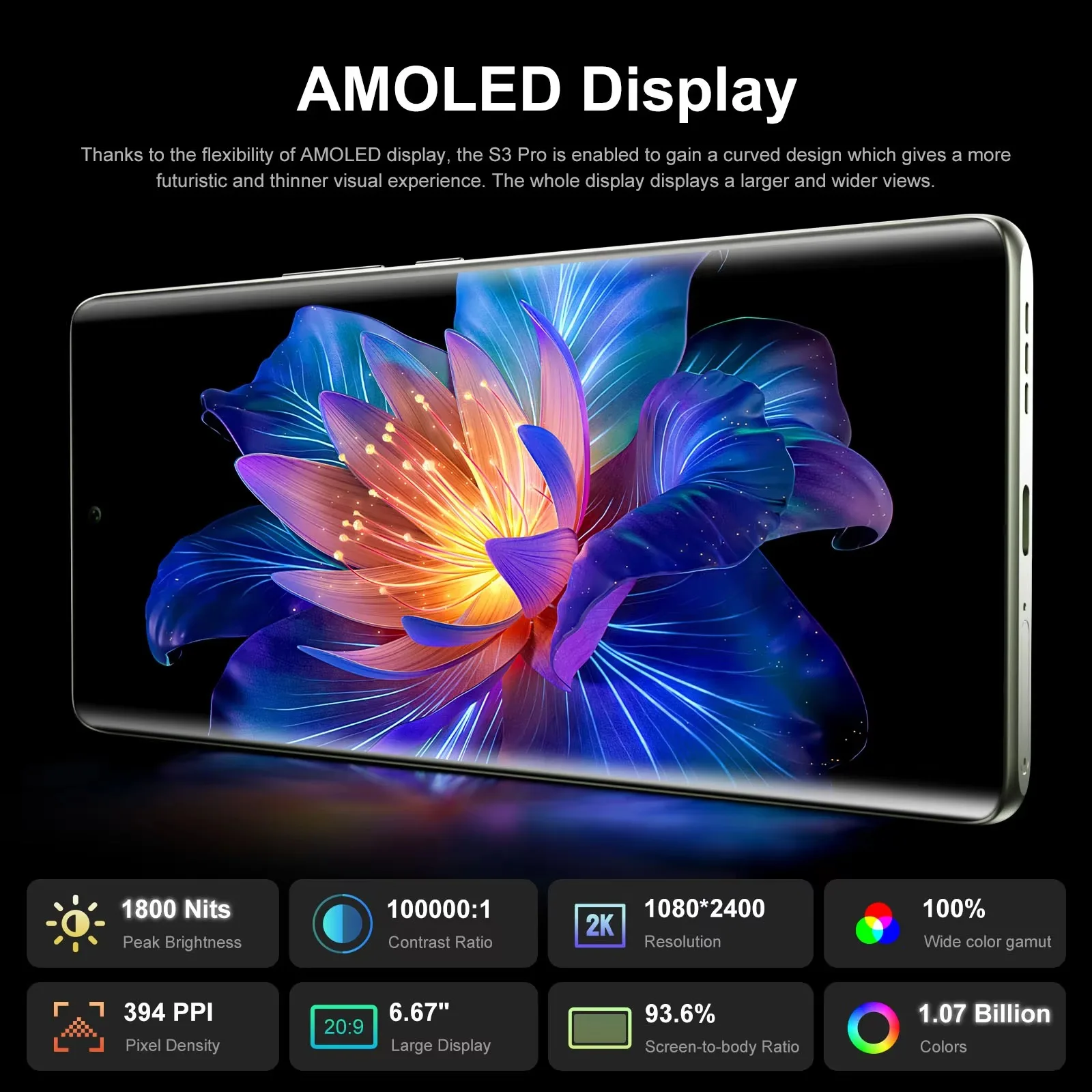 Смартфон FOSSiBOT S3 PRO с AMOLED-дисплеем 6 67 дюйма Android 14 мобильный телефон разрешением до