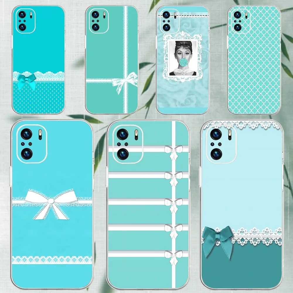A-ti-ffany Blue Phone Case For Xiaomi 11 Redmi Note 5G 8T 9A 9 10T Note8Pro Note9 12SUltra Transparent