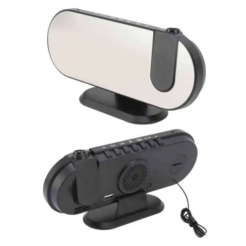 

Цифровой будильник с функцией радио, черный, 15 уровней регулировки громкости, USB-порт для зарядного устройства, зеркальный Будильник для детей