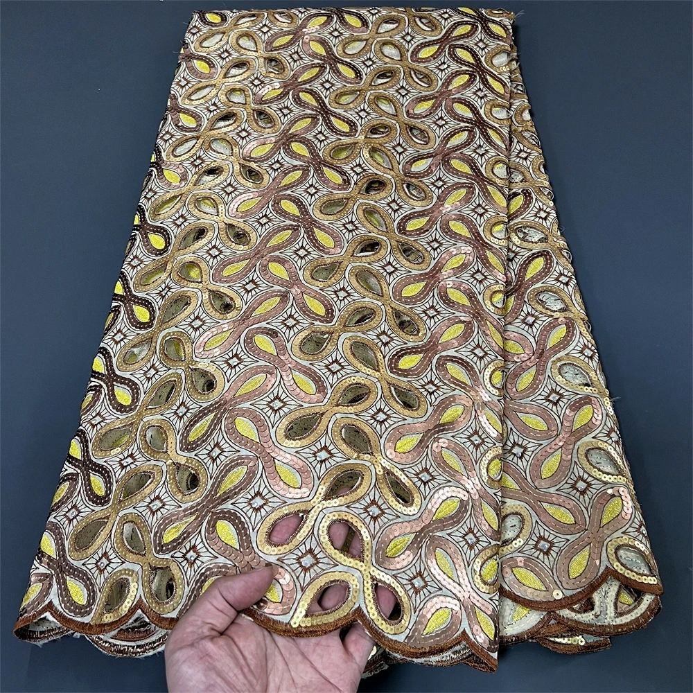 

2023 Высококачественная африканская нигерийская кружевная ткань, вышивка, тюль, чистый свадебное платье, гипюр, блестки для шитья бусин, 5 ярдов