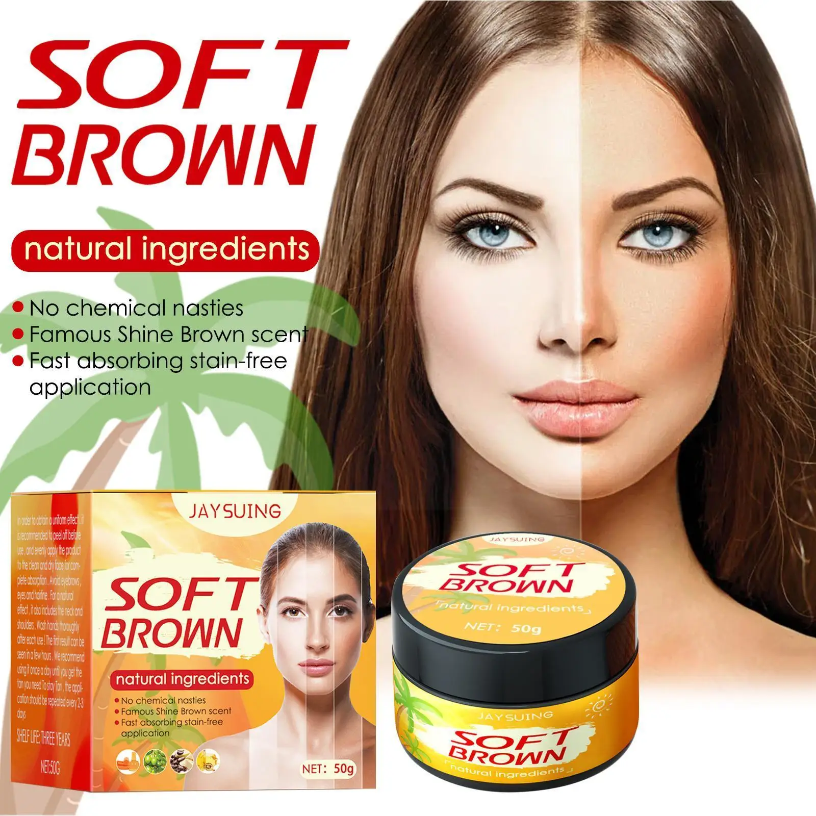 

Tanning Cream Summer Skin Solarium Makeup Tan Repair Gel Summer Beach Portable Bronzer Tanning Cream For Women And Men 50g T8p4