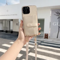 crossbody card pocket wallet case for iphone 11 12 13 pro max x xr xs max 6 7 8 plus leather strap back cover