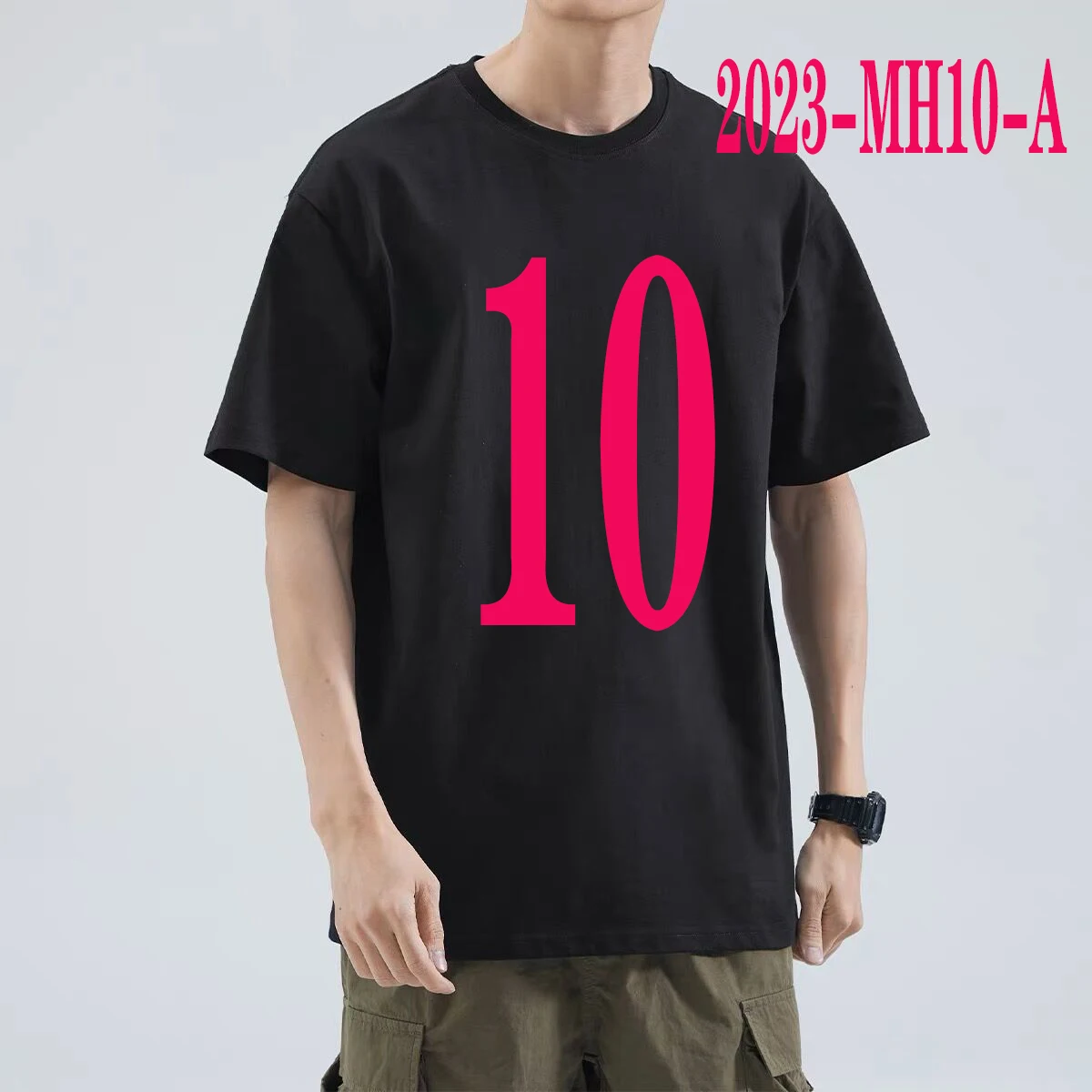 

MH10 Unisex Summer Black T-shirt Solid Top T-shirt Short Sleeve Sports Cotton T-shirt Men's