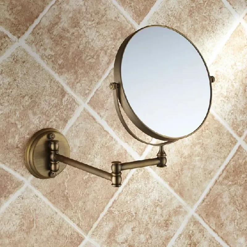 

Bath Mirrors Rotating Antique Copper Retractable 2 Side Bathroom Wall Mirror 3 Magnifying Bath Makeup Round Mirror 1506F