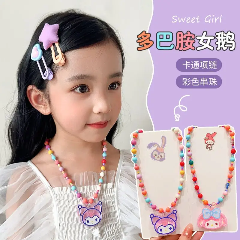 

Новинка, детское ожерелье Sanrio Kuromi Hello Kitty из мультфильма «Моя Мелодия», креативная Милая цветная цепочка из бисера, подарок, оптовая продажа